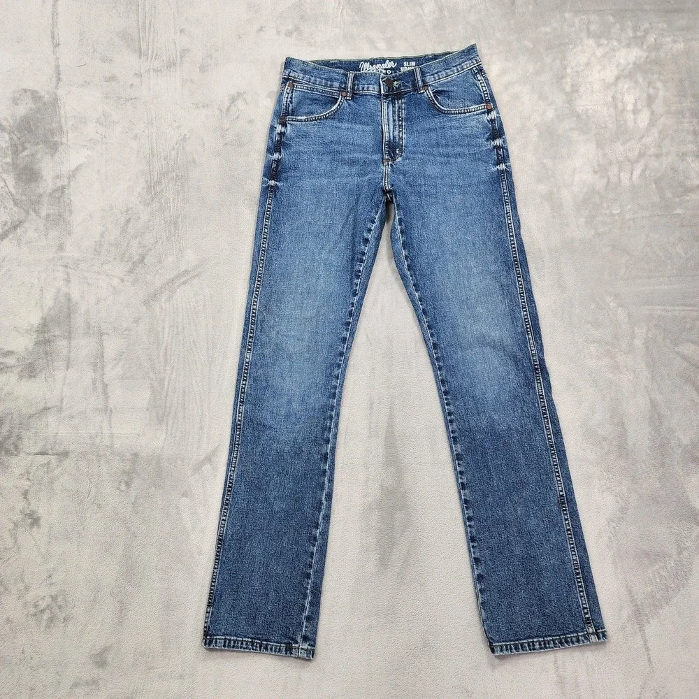 Wrangler Jeans Mens 32x36 Blue Retro Slim Straight Stretch Denim Medium Wash